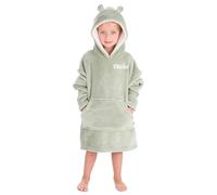 Personalised Kids Hoodie Bear Ear Oversized Blanket Hoody Soft Warm Sweatshirt (Sage Green Bear Ear Hoodie, 3-6 Years)