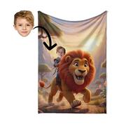 Personalised Kids Lion Blanket Upload Your Face Funny Custom Photo Blanket Soft Fleece Throw Small Medium Large Cuddle Fleece or Polar Fleece