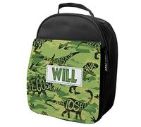 Personalised Kids Lunch Bag Dinosaur Thermal Insulated Boys Cooler Bag with Mesh Pocket Childrens Nursery School Travel Lunchie KK26