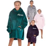 Personalised Kids Oversized Hoodie Blanket Soft Fleece Wearable Hoody Childrens Snuggle Cosy Hooded Blanket for Girls Boys Age 7-13 Years (Teal 7-13 Years)