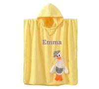 Personalised Kids Poncho Towel with Name Embroidery, Hooded Towels for Kids, Baby Towel Poncho Soft Fleece Absorbent for Boy Girl, Newborn Baby Gifts, 28''X28'' (Yellow)