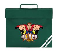 Personalised Kids Superhero Bookbag Custom Boys Design Back to School Nursery Infant Reception Reading Folder, One Size, Bottle