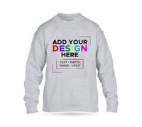 Personalised Kids Sweatshirt - Custom Text, Image, Logo Jumper for Boys & Girls - Soft Polycotton, Warm & Durable Crew Neck Unisex Pullover - Ideal for School, Sports & Casual Wear (Sports Grey 5-6)