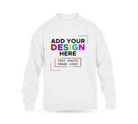 Personalised Kids Sweatshirt - Custom Text, Image, or Logo Jumper for Boys & Girls - Soft Polycotton, Warm & Durable Crew Neck Unisex Pullover - Ideal for School, Sports & Casual Wear (White 3-4)