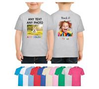 Personalised Kids T Shirt Printed Photo Tshirt Any Text Create Your Own Custom Design Top Tee Girl Boys (Grey, 5-6 Years)