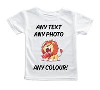 Personalised Kids T-Shirt with Any Text, Any Name, Any Image, Any Colour, Any Logo - Custom Boys & Girls Cotton Tee (UK, Age, 14 Years, 15 Years, Regular, White)