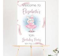 Personalised Kids Wooden Birthday Party Welcome Board - 14 Fun Designs 50cm x 30cm (Gaming, Dinosaur, Football, Rainbow, Unicorn, Space, Car, Tractor & More!) (Ballet)
