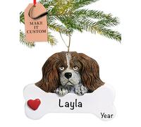 Personalised King Charles Spaniel Dog Bone Ornament 2025 - Fast & Free 24h Customisation - Pet Christmas Ornaments for Tree - Custom Gift Wrapped Cavalier King Charles Spaniel Keepsake for Dog-Lovers