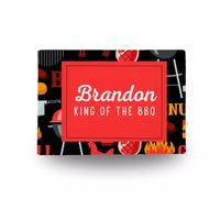 Personalised 'King of BBQ' Tempered Glass Chopping Board Custom Text Chinchilla Finish Unique Hygienic Kitchen Gift Father's Day Birthday Keepsake Two Sizes (Medium)