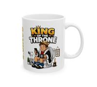 Personalised King of the Throne Ceramic Coffee Mug, White, 11oz, Funny Novelty Gift, Glossy Finish, Always On The Toilet, Him, He, Mr, Boyfriend, Father, Husband
