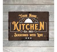 PERSONALISED Kitchen Retro Sign Metal Wall Door Signage Galley Room Tin Plaque