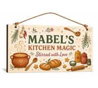 Personalised Kitchen Witchy Wooden Plaque Cosy Folk Art Decor 20x10cm