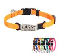 Personalised Kitten Cat Collar with Safe Breakaway Quick Release Buckle Bell ID Tag Custom Name and Phone Number for Boy Girl Cats