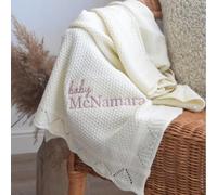 Personalised Knitted Baby Blanket - Personalised Baby Blanket - Unisex Baby Blankets - Knitted Baby (Khaki,Embroidered Name)