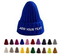 Personalised Knitted Winter Hats for Men Womens,Custom Winter Knit Beanie with Text,Funny Stitch Caps,Customised Beanie Hat for Birthday (UK, Alpha, One Size, Royal Blue(A))