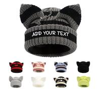 Personalised Knitted Winter Hats for Men Womens,Custom Winter Knit Beanie with Text,Funny Stitch Caps,Customised Beanie Hat for Birthday (UK, Alpha, One Size, Dark Gray(B))
