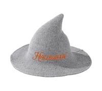 Personalised Knitted Witches Hat,Custom Halloween Witch Hat Witn Embroideries Name,Fancy Dress Cosplay Hats Witchy Hats For Costume Party, Yard Decoration (Light Gray)