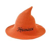 Personalised Knitted Witches Hat,Custom Halloween Witch Hat Witn Embroideries Name,Fancy Dress Cosplay Hats Witchy Hats For Costume Party, Yard Decoration (Saffron)
