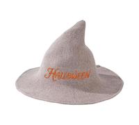 Personalised Knitted Witches Hat,Custom Halloween Witch Hat Witn Embroideries Name,Fancy Dress Cosplay Hats Witchy Hats For Costume Party, Yard Decoration (Khaki)