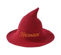 Personalised Knitted Witches Hat,Custom Halloween Witch Hat Witn Embroideries Name,Fancy Dress Cosplay Hats Witchy Hats For Costume Party, Yard Decoration (Wine)