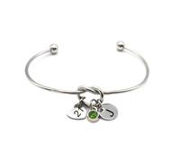 Personalised Knot Bangle Bracelet in Gold, Silver or Rose Gold | 21st Birthday Gift, With Birthstone Charm, For Daughter Sister Granddaughter Niece Goddaughter Friend