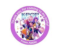 Personalised Korean-Pop Themeed K-Pop Inspired Party Stickers Birthday Labels Sweet Cones, Gift Bags & Party Favours Thank You Gifts 24 Stickers & 24 Unfilled Cones