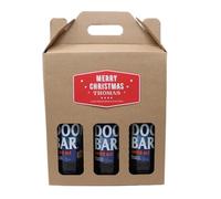 Personalised Kraft Beer Box Carrier & 3 Bottles of Beer Gift Set For Men, Dad, Son & Grandad For Christmas (Red Christmas Label, Doom Bar Amber Ale)
