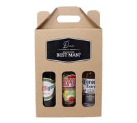 Personalised Kraft Beer Box Carrier & 3 Bottles of Beer Gift Set For Men, Dad, Son & Grandad For Christmas, Birthday & Father's Day 4.8% vol (Mixed Lager Beer 5% vol)