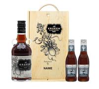 Personalised Kraken Spiced Rum Gift Set with Fentimans Curiosity Cola, 850ml