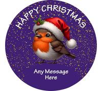 Personalised label for Heroes Chocolate Tub Christmas Robin design chocolates gift idea