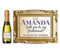 Personalised Label for Mini Champagne or Mini Wine Bottles - Anniversary, Wedding, Engagement, Hen Party, Birthday, Congratulations or Any Occasion You Like (Gold/Purple)