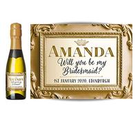 Personalised Label for Mini Champagne or Mini Wine Bottles - Anniversary, Wedding, Engagement, Hen Party, Birthday, Congratulations or Any Occasion You Like (Gold/Gold)