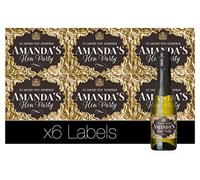 Personalised Label(S) for mini Champagne or mini Wine Bottles Gold Baroque Effect - Anniversary, Wedding, Hen Party, Birthday, Congratulations Any Occasion (6)