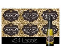 Personalised Label(S) for mini Champagne or mini Wine Bottles Gold Baroque Effect - Anniversary, Wedding, Hen Party, Birthday, Congratulations Any Occasion (24)