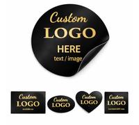 Personalised Labels, Custom Stickers with Logo, Photo or Text, Waterproof Vinyl for Packaging, Bottles, Business Branding, Multiple Sizes & Shapes (Black)