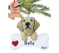 Personalised Labrador Dog Bone Ornament 2025 - Fast & Free 24h Customisation - Pet Christmas Ornaments for Tree - Custom Gift Wrapped Yellow Lab Keepsake for Dog-Lovers