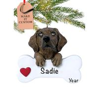 Personalised Labrador Dog Bone Ornament 2025 - Fast & Free 24h Customisation - Pet Christmas Ornaments for Tree - Custom Gift Wrapped Chocolate Lab Keepsake for Dog-Lovers