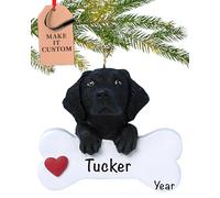 Personalised Labrador Dog Bone Ornament 2025 - Fast & Free 24h Customisation - Pet Christmas Ornaments for Tree - Custom Gift Wrapped Black Lab Keepsake for Dog-Lovers