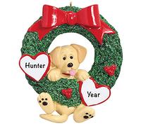 Personalised Labrador Dog Ornament 2025 - Fast & Free 24h Customisation - Pet Christmas Ornaments for Tree - Custom Gift Wrapped Yellow Lab Wreath Keepsake for Dog-Lovers
