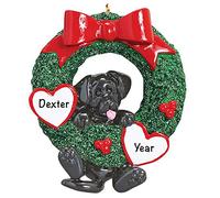 Personalised Labrador Dog Ornament 2025 - Fast & Free 24h Customisation - Pet Christmas Ornaments for Tree - Custom Gift Wrapped Black Lab Wreath Keepsake for Dog-Lovers