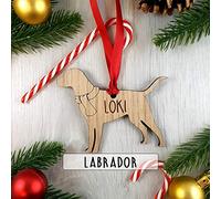 Personalised Labrador Wooden Dog Decoration - Sustainable Oak Tree Bauble