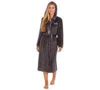Personalised Ladies Crushed Velvet Dressing Gown Robe Bath Robe (S, Charcoal Grey)