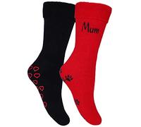 Personalised Ladies Super Soft Gripper Bed Socks Gift Set (2 Pack) (Red & Black)