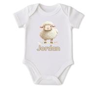 Personalised Lamb Baby Bodysuit - Soft Cotton Short-Sleeve Infant Vest with Name Printed Cute Sheep Design Keepsake for Newborns and Proud Parents - Boys