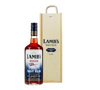 Personalised Lamb’s Navy Rum Gift Set in Luxury Wooden Box - 70cl Bottle (40% ABV) with Glass - Alcohol for Men, Birthday, Dad Set For Him