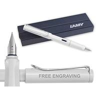 Personalised Lamy Safari White Fountain Pen - Gift boxed - Choose with or without Engraving- Model Lamy white 019 (Medium Nib)