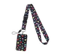 Personalised Lanyard with Card Holder, Lanyards for Neck with Safety Breakaway, for ID Badge, Keys, Work Permits (Color : Heart black, Size : 51.5cm)