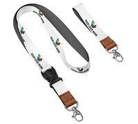 Personalised Lanyard with Your Custom Text Typo for Name Badge ID Neck Strap for Holding Keys Badge with Leather Element Leather Logo [098]