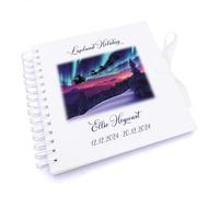Personalised Lapland Holiday Memory Scrapbook Journal Photo Albums (Santa Flies over beautiful mountains, A4 Portrait)