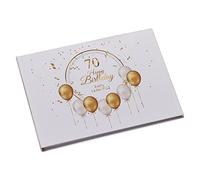 Personalised Large A4 70th Birthday Linen Guest Book Hard Cover 80 Pages